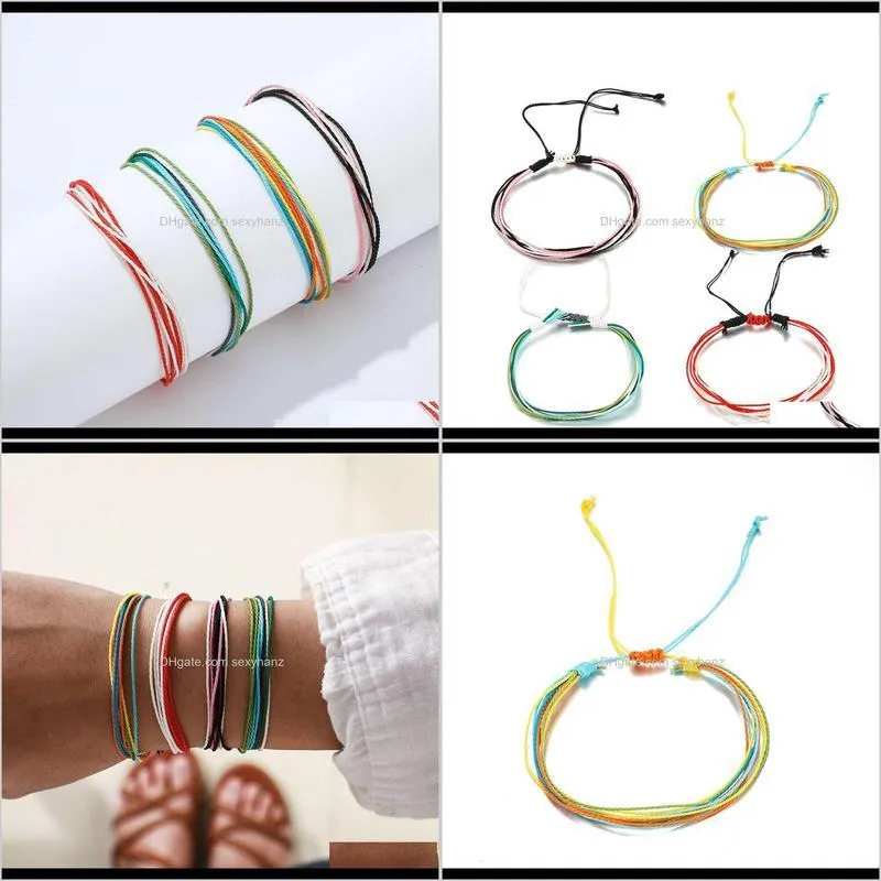 jewelry bohemian style multicolor cord braided bracelet four piece set