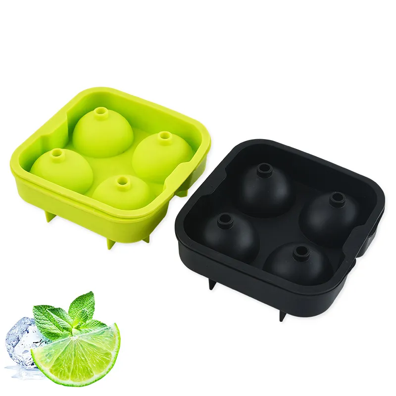 Boules de glace de haute qualité Maker Ustensiles Gadgets Moule 4 cellules Whisky Cocktail Premium Sphères rondes Bar Cuisine Outils de fête Plateau Cube DH8575