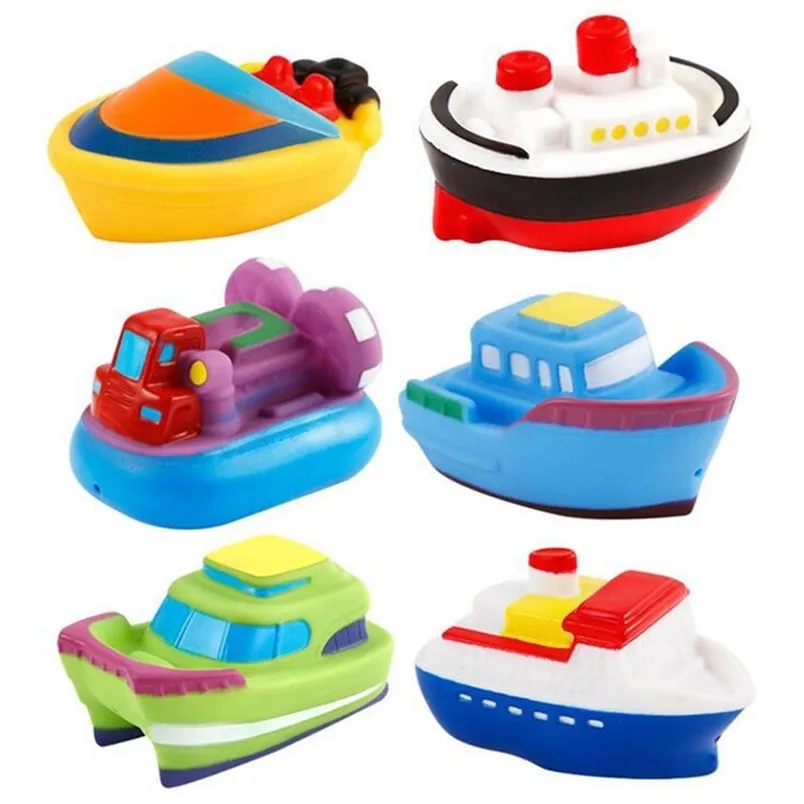 6 stks Cartoon Grappige Baby Bad Speelgoed Boot Speelgoed Water Squirt Squeeze Spuiten Beach Room Zwembad voor Kid 210712