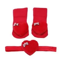 Socks Born Baby Girl Cute Plush Heart-Shaped Design Cotton With Hairband Pography Props Set Clothes