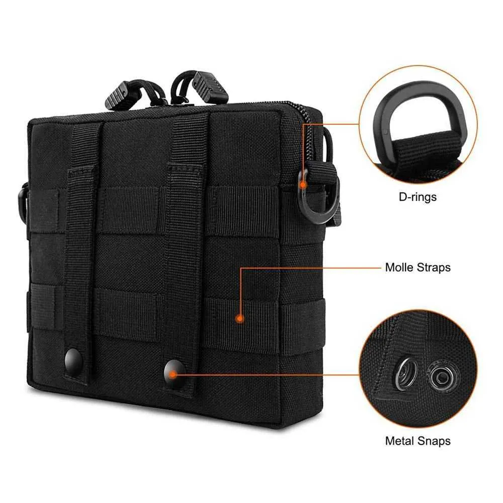 1000D Molle Kılıfı Taktik Acil Survival Cebi Çok Fonksiyonlu EDC Bel Paketi Kemer Sırt Çantası Açık Kamp EDC Çanta Y0721