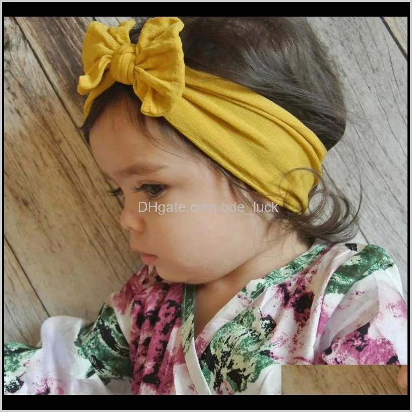 M MISM Ins Hot Fashion 23 Colors Bowknot Solid Baby Headbands Bow Hair Band Children Boy Girl Turban Head Wrap Hair Accessories