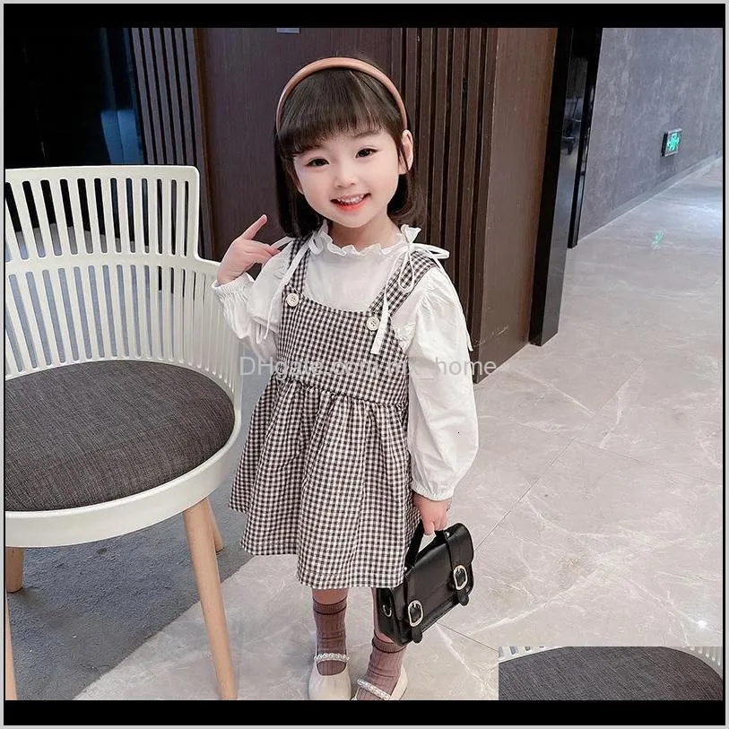 new 2021 spring children clothes baby set t-shirts chess tops sstrap suit for girls birthday sets z0om