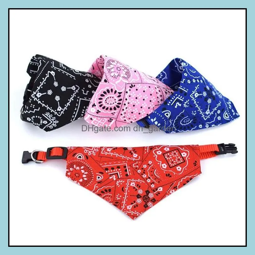 4 color Pet saliva towel telescopic printing triangle towel collar pet products Dog scarf Apparel S M L size T2I52109