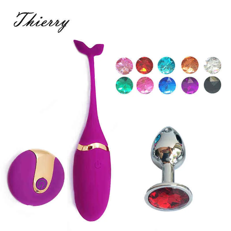 NXY Eggs Thierry 2 teile/satz Drahtlose Fernbedienung Ei Vibrator Metall Anal Plug Silikon Stimulator Edelstahl Butt Plug Sex Spielzeug 1124