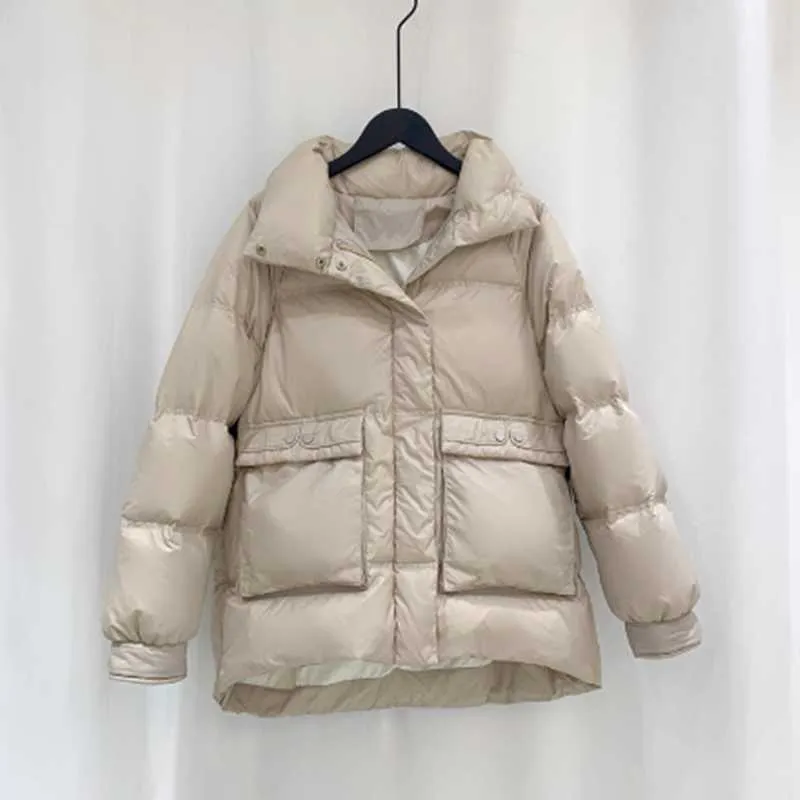 Lightweight Duck Down Jacket: Womens Short Puffer Coat, White Duck