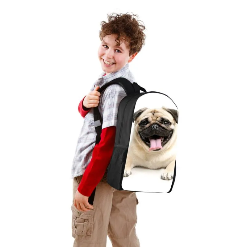 Kids School Backpack With Lunch Box & Pencil Case - 16" Cute Dog Print Bookbag For Boys & Girls
