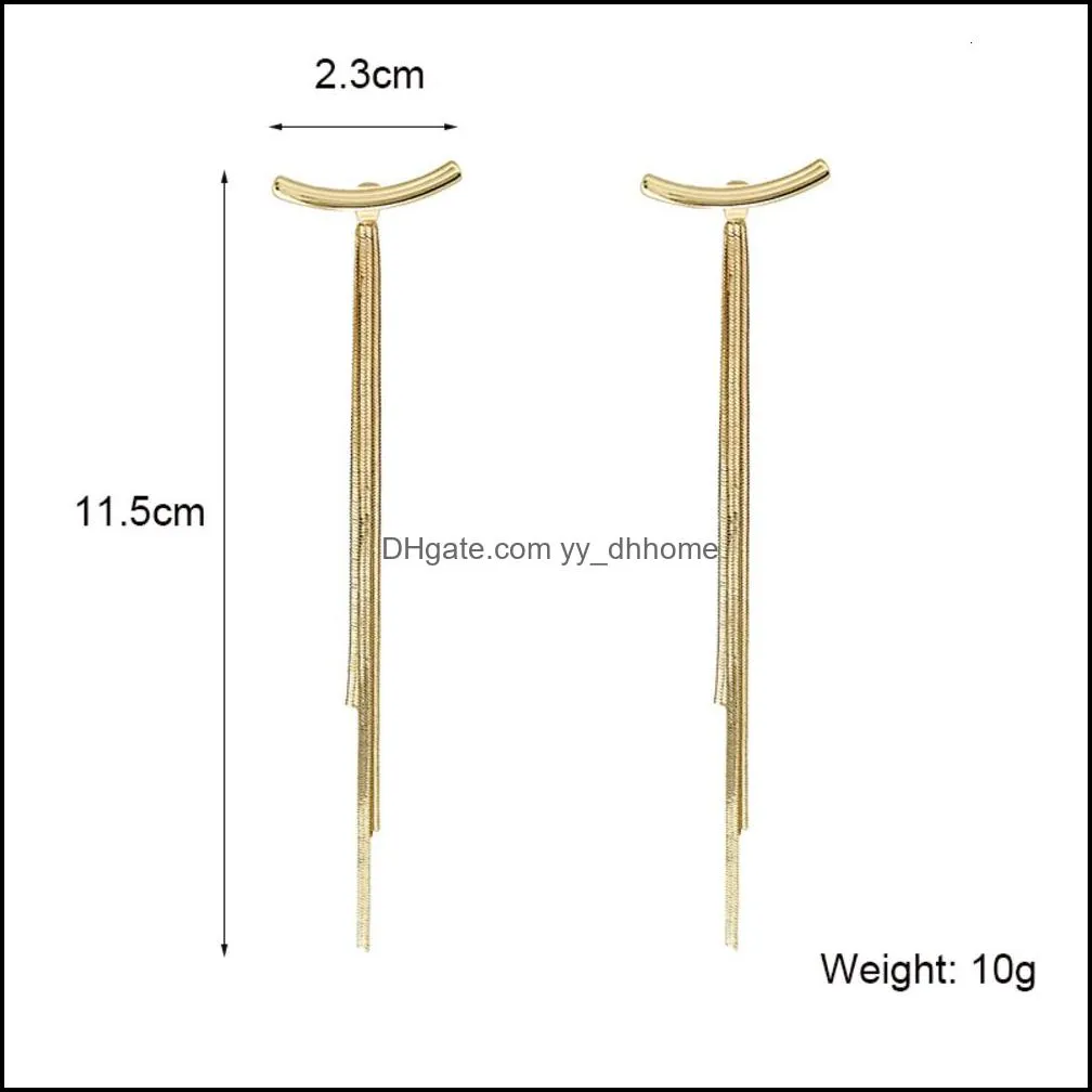 dangles Vintage Gold Color Bar Long Wire Bag Drop Earrings for Women Glossy Arc Geometric Korean Fashion Jewelry Buttons