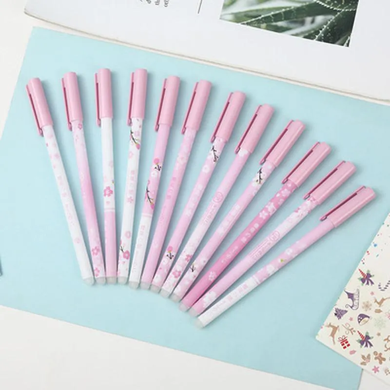 Ballpoint Pens 1Pcs Sakura Erasable Pen 0.5mm Creative Student Gel Novelty Stationery Cute Blue Signature Kawaii School Supplies