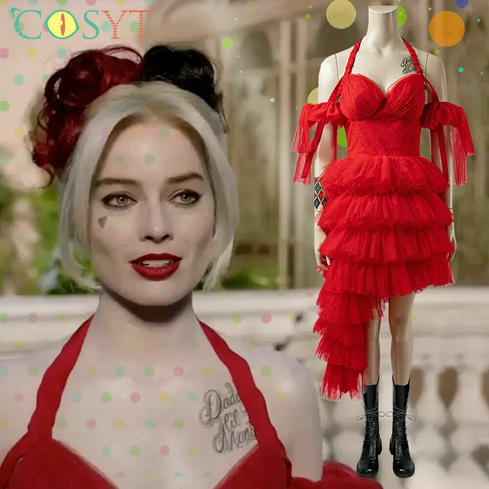 Suice Robe The Suicide Squad 2 Harley Quinn Cosplay Costume Robe Rouge Full Set ...