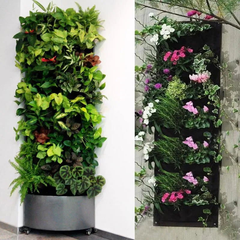 Plastic Wall Planters Green Plants Grow Bag Planter Vertical Garden