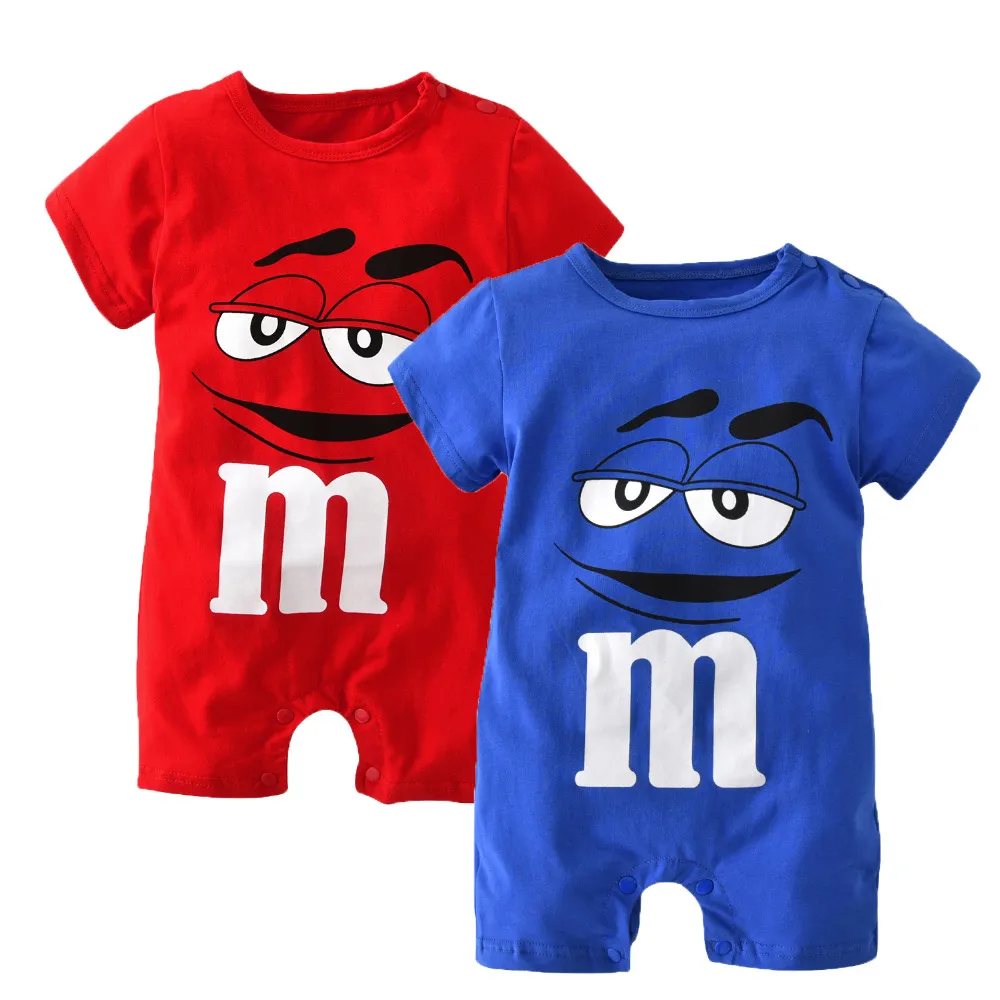 Vestiti da bambino estate neonato blu e rosso manica corta abbigliamento cartone animato stampa tuta infantile pagliaccetto abbigliamento per bambini