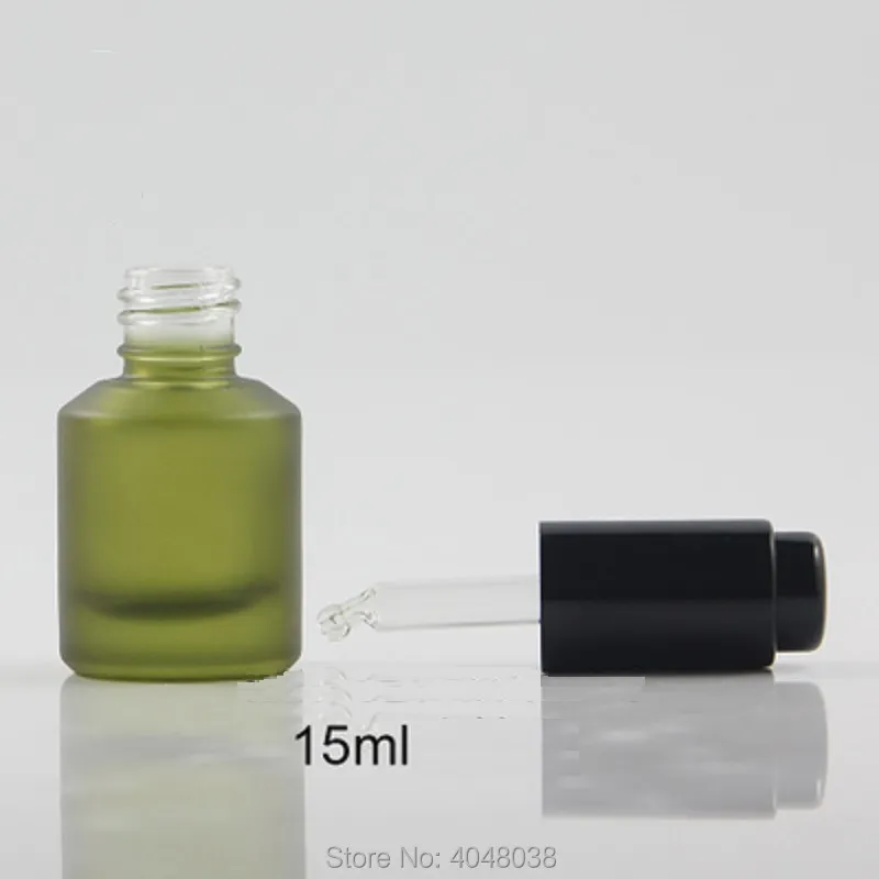 15ML Glass Dropper Bottle Essential Oil Refillable Bottles Amber Black Pink Green Vial with Black Silver Pusher Pump (3)