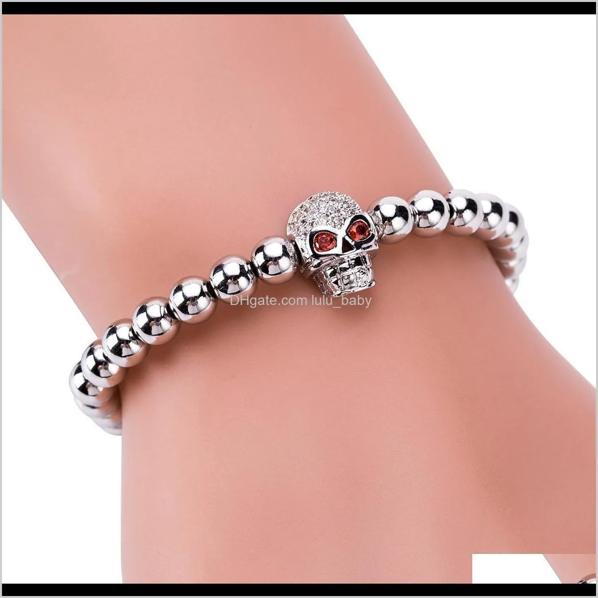 fashion bracelet multi-layer copper gold-plated zircon micro-inlaid exaggerated skull weaving