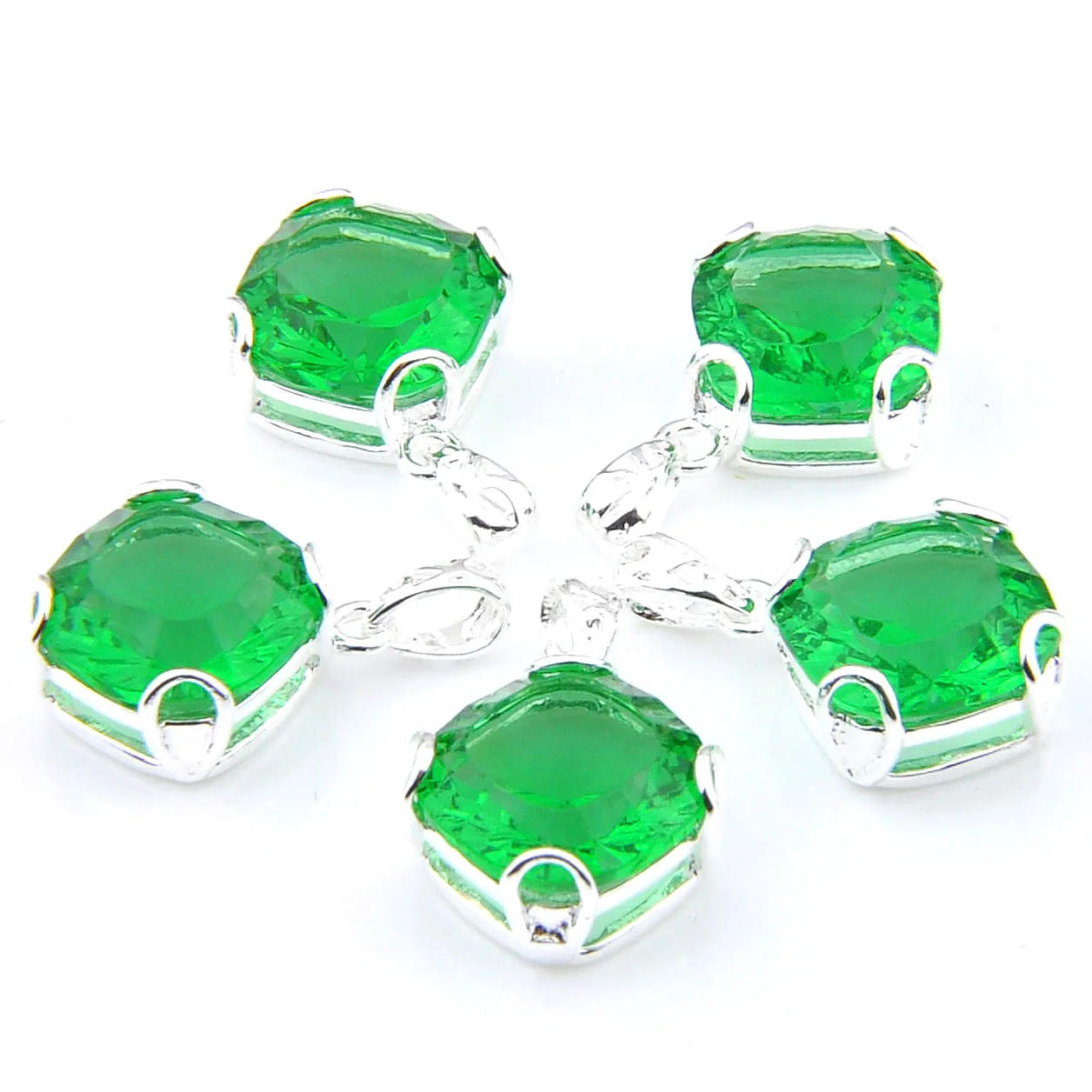 Big Sale 12 PCs Amazing Vintage Green Green Quartz Crystal Gems 925 Sterling Silver EUA Israel noivado de casamento Pingentes