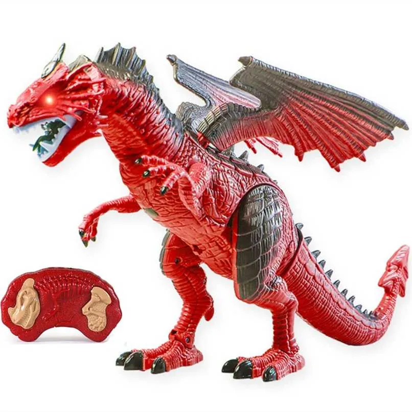 45 CM Dinosaure Pulvérisation Dragon Roar Marche Électrique Télécommande Simulation Modèle Animal Enfants Jouets Enfants Garçons Cadeau D'anniversaire 211027