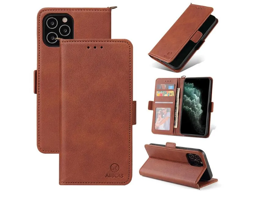 Luxury Pu Leather Wallet Telefonfodral med kort för iPhone14 13 13Pro 12 Pro Max Mini 11 XR XS 7/8 Plus Samsung S8 S9 S10 Enote
