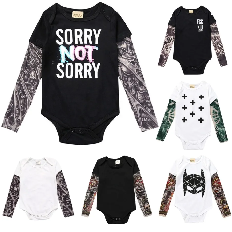 Tattoo Mouw Pasgeboren Kleding Baby Jongen Bodysuit Unisex Peuter Jumpsuit 100% Katoen Premature Kleding Meisjes Shirt Kostuums 0-3Y 210413