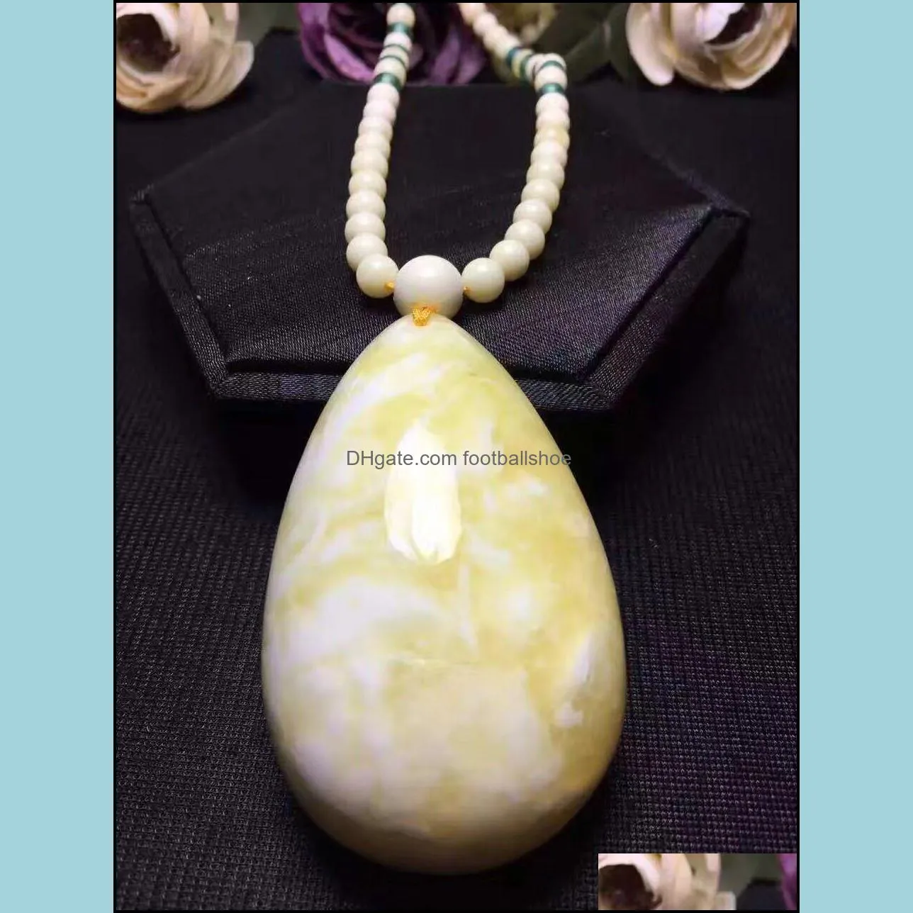 Amber Beeswax Hand Polished Full of Honey White Nectar Drop Pendant Necklace for Men and Women Charms