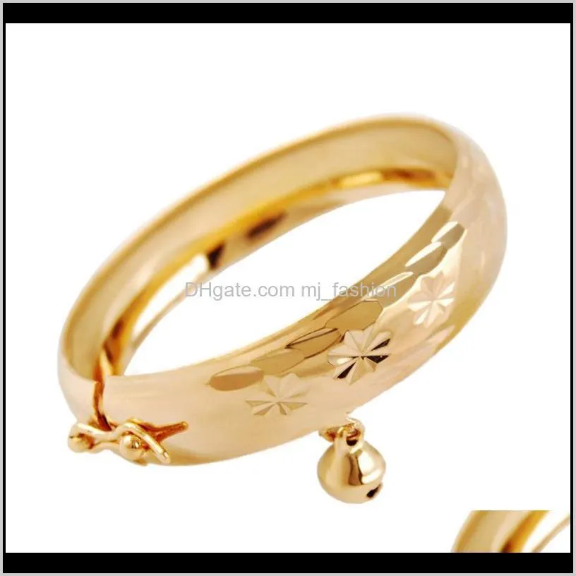 allergic high quality real 18k yellow gold plated bell bracelet bangle for baby children nice gift bracelet bangle for kids