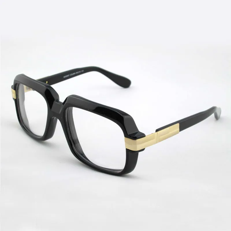 607 klasyczne okulary okulary czarne ramy przezroczyste obiektyw vintage okulary przeciwsłoneczne ramy Ochrona Uv400 Oczy Unisex z pudełkiem 198o