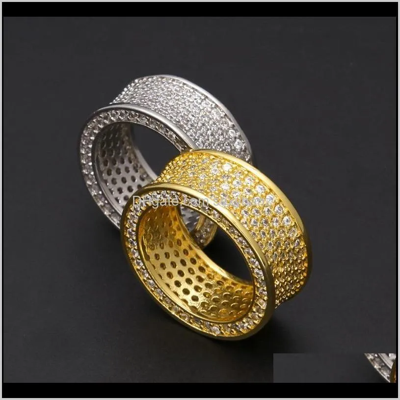 mens hip hop gold rings jewelry new fashion gemstone simulation diamond iced out rings for men