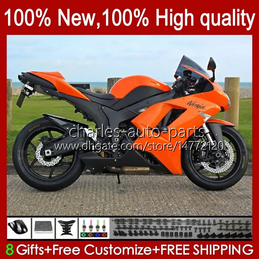 Kawasaki Ninja ZX-10R ZX1000 ZX 10R 10 R 1000 CC 2006-2007 Bodywork 14NO.4 ZX1000C ZX10R 06 07 ZX1000CC 1000CC 2006 2007 Bodys Kit光沢オレンジ