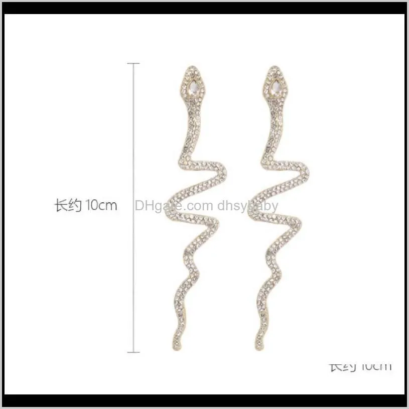 crystal drop earrings for women shiny snake shape rhinestone dangle earring weddings fashion gifts