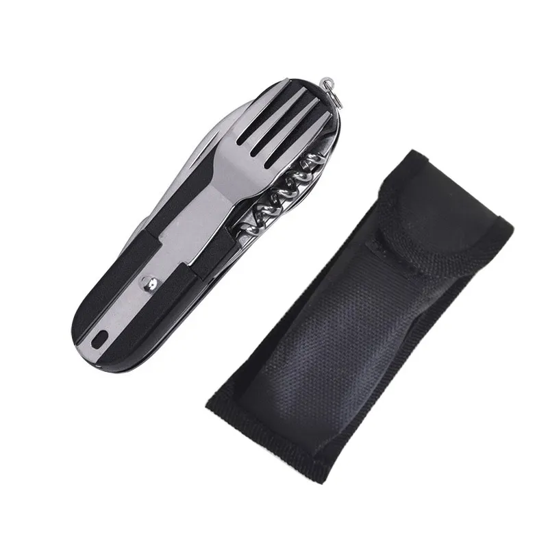 Multifunctional Folding Tableware Detachable Spoon Table Knife Fork Bottle Opener Portable Outdoor Camping Dinnerware