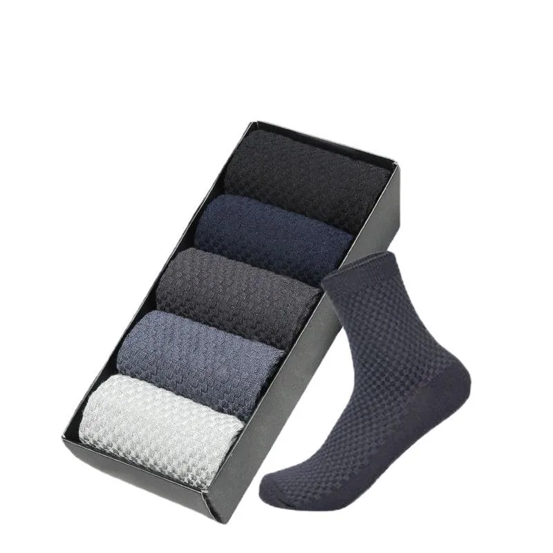 Men's Socks 5 Pairs Of High Quality Bamboo Fiber Business Breathable Deodorant Compression Mid-length EUR 38-45