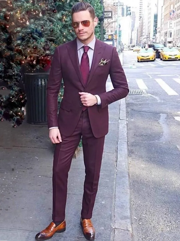 クラシカルファッション メンズスーツブレザースリムフィットブルゴーニンイブニングドレストーストビジネスコートズボンセット新郎tuxedos ジャケット パンツ ネクタイ W 549を 925 在庫処分大特価 Skincompanybrasil Com Br