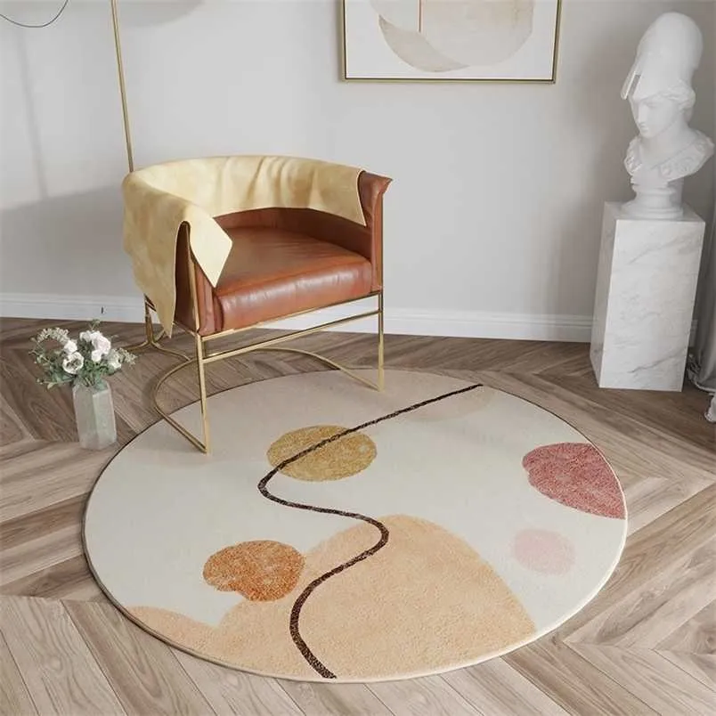 Tapis abstrait pour salon tapis de chevet rond tapis doux pour chambre tapis de décoration lavable tapis de sol Alfombra Dormitorio 211204