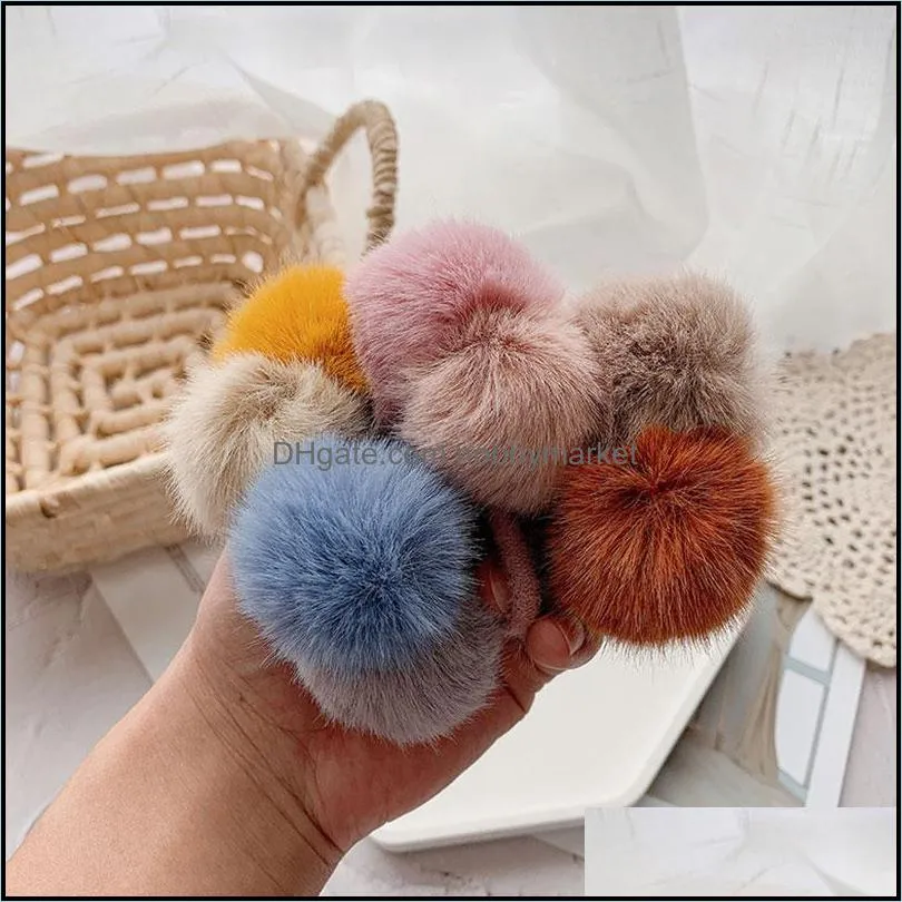 Cute Girls Pompom Hair Ties Double Pom Pom Elastic Hair Band Rubber Band Hair Accessories Gum Rope Scrunchies Ponytail Holder