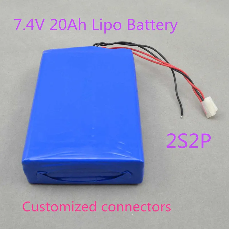 Högkvalitativ kontrollinladdningsbar 7.4V 20AH 2S2P Li Jon Polymer Batterispack med BMS -skydd för Robot RC Toys GPS Tracker
