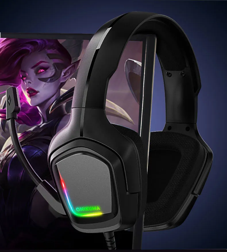 ONIKUMA K20 Headset For Ps4 With Microphone And LED Lights For PS5