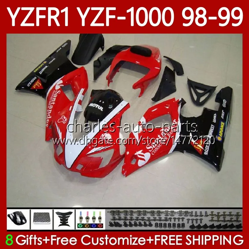 دراجة نارية الجسم ل Yamaha YZF R 1 1000 CC YZF-R1 YZF-1000 98-01 هيكل السيارة 82NO.18 YZF R1 YZFR1 98 99 00 01 1000CC YZF1000 1998 1999 2000 2001 OEM FALTINGS KIT مصنع أحمر بلك