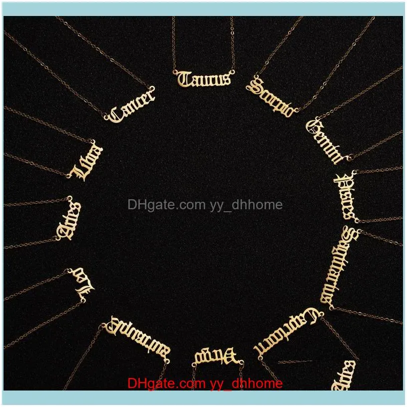 3pcs/set Elegant 12 Constellation Pendant Necklaces Gold Chain Star Zodiac Sign Choker Horoscope Letters Cardboard Birthday Gift