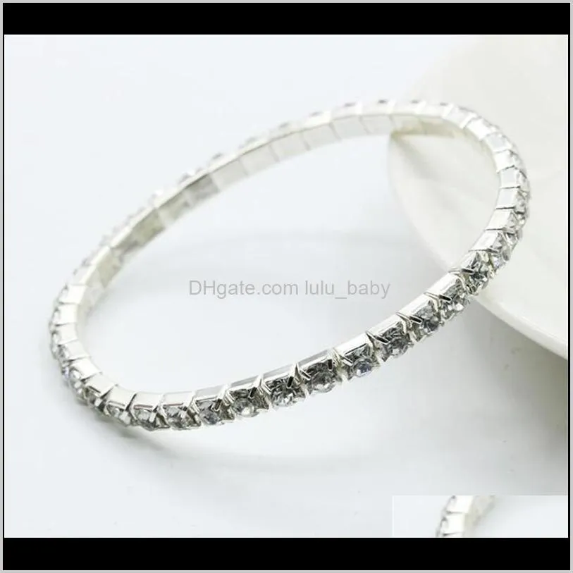 new wedding bracelet white full rhinestone elastic multilayer tennis bangle bracelets 1-5 rows clear crystal rhinestone for ladies