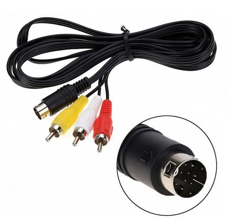 100 шт. 1,8 м 9 PIN-код аудио видео AV AUX кабель для SEGA GENESES 2 или для SEGA-GENESIS 3 соединительный шнур SN2630