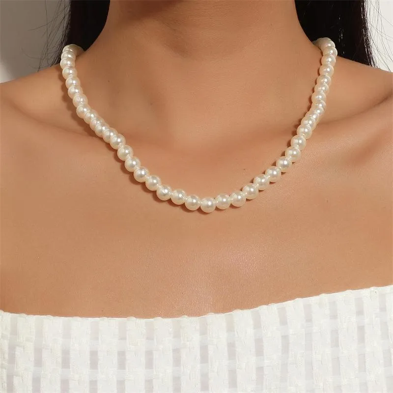 Chokers Bohemian Fashion Imitation Pearl Necklace Simple And Elegant Beaded Women's Party Jewelry Accessories Gift For Her