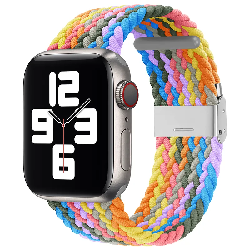 Cinturino in tessuto di nylon per cinturino Apple Watch Serie 6 SE 5 4 3 38mm 40mm 42mm 44mm Solo Loop intrecciato regolabile Elast per cinturino iwatch