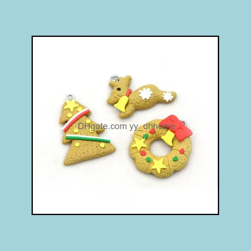 New Festive Mini Gingerbread Man Christmas Ornaments Deer Snowman Chrismas Tree Pendant Decoration New Year Decor Party Supplies