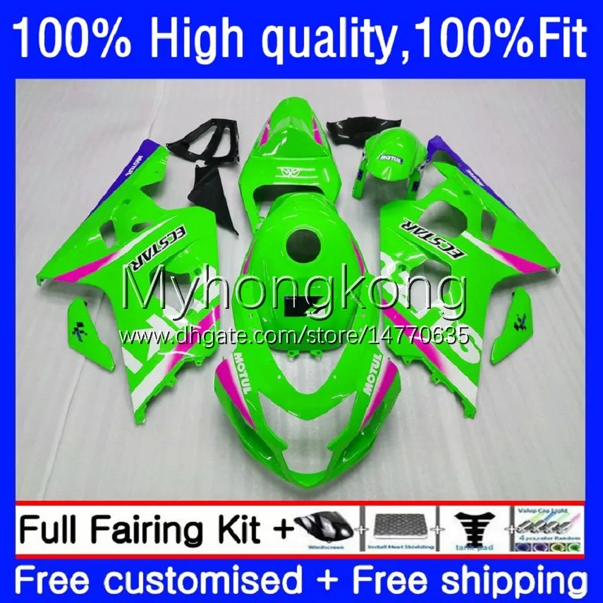 Injektionsform för SUZUKI GSXR 750 600 CC K4 GSX-R750 600cc Body 20No.124 04 05 GSXR-750 GSXR600 GSX-R600 NY GRÖN HOT 2004 2005 GSXR750 GSXR-600 750CC 04-05 OEM FAIRING