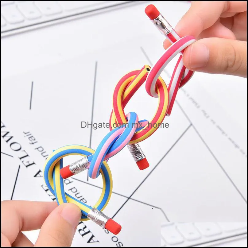 18cm Foldable Soft Pencil With Eraser Cute Candy Color Flexible Standard Pencils School Fashion Office Supplies