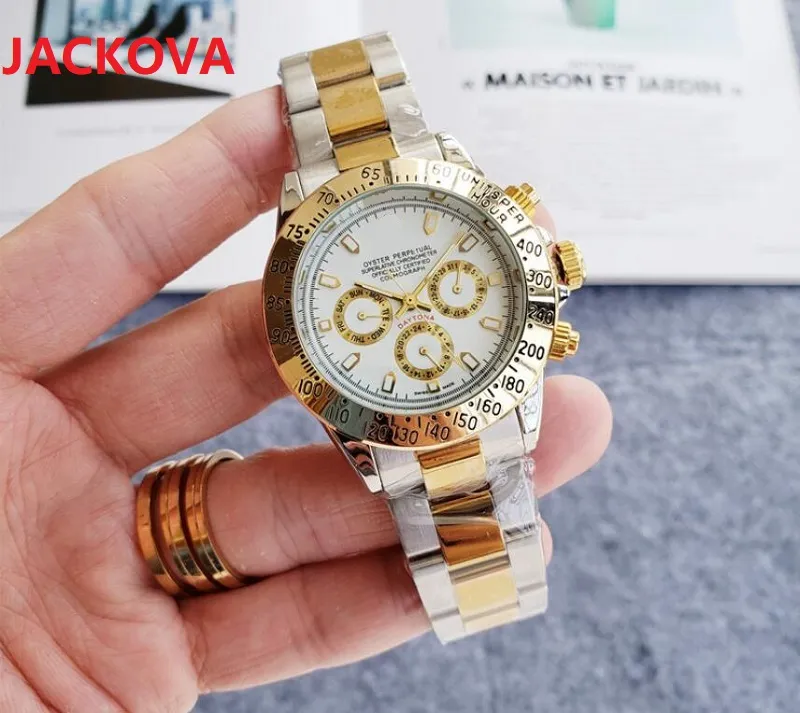 Mäns kända borrbordsring Klocka Multifunktionell Japan Quartz Rörelse Kronograf Klockor Solid Rostfritt Stål Högkvalitativ Vattentät Armbandsur