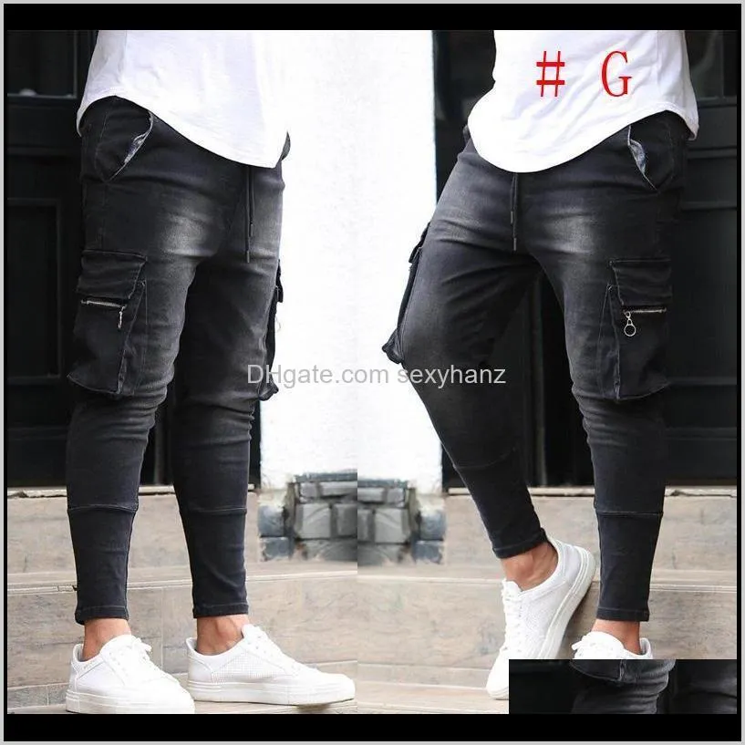 fashion men skinny jeans stretchy jeans denim pant slim fit pant long frayed rip bike men1