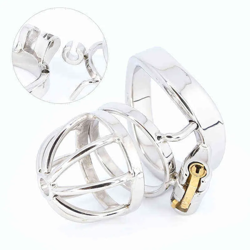 NXY Cockrings Beste CBT Mannelijke Kuisheidsgordel Apparaat Roestvrij staal Cock Cage Penis Ring Lock met urethrale katheter Spiked Seksspeeltjes voor mannen 1214