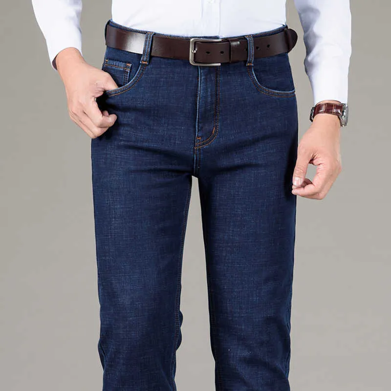 Moda marca homens cashmere jeans negócios cintura alta estiramento solto longa calças de cor pura calças casuais inverno 210531