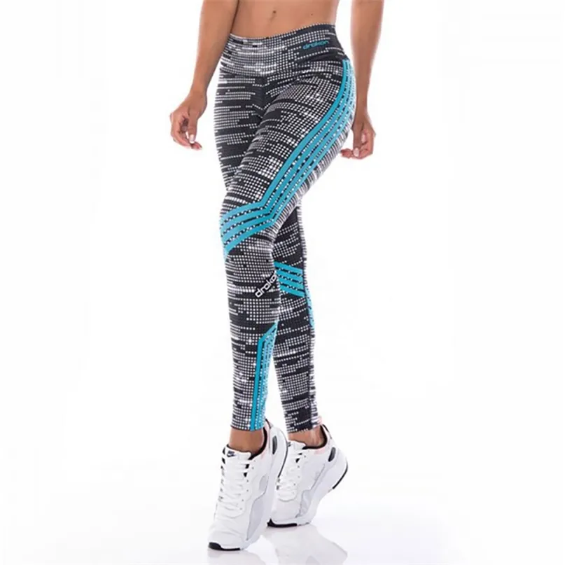 Style Fashion Women Floral Fitness Leggings Ladies Elastic Force Polyester Long Pants 210910