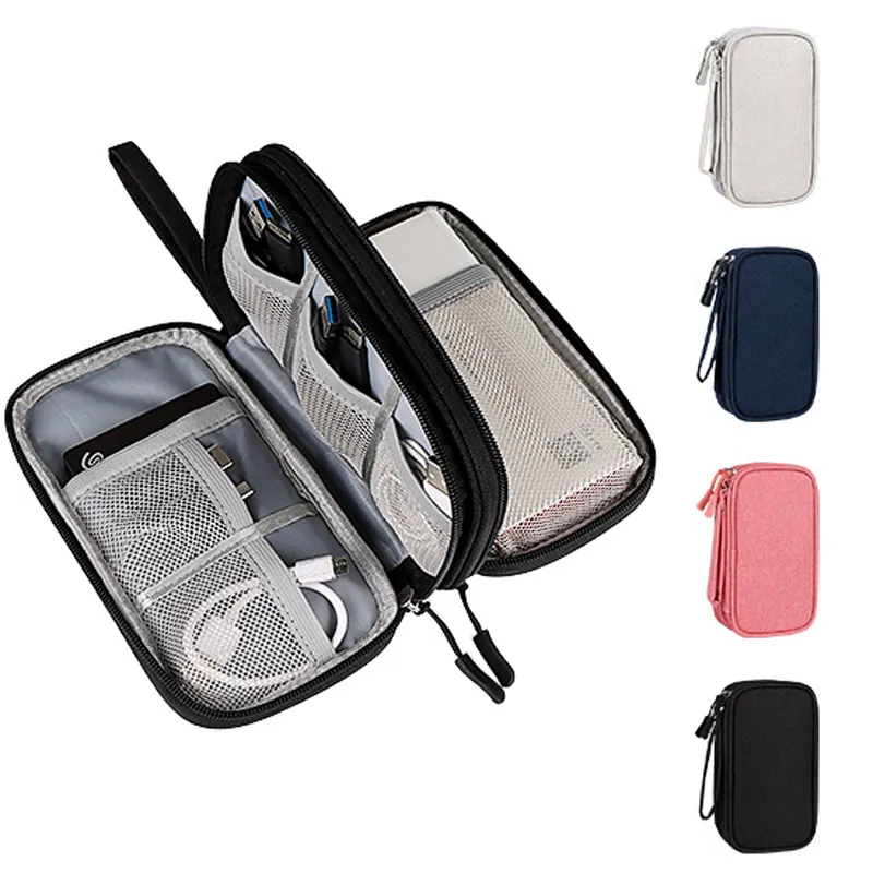 Electronics Organizer 2 Layer Travel Cable Gadget Accessory Storage Bag Hårddisk Powerbank Earphone Case 1XBJK2106